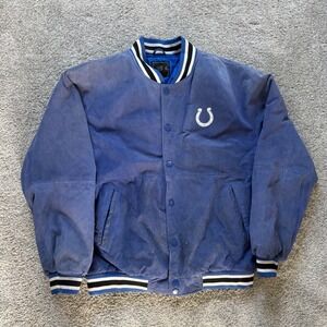 Vintage Spotlight Indianapolis Colts Blue Suede Leather Varsity Jacket Large